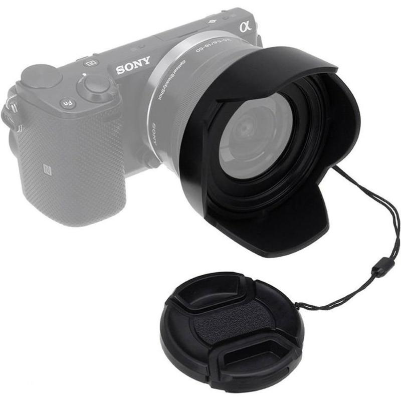 Rakuten - Fotodiox リバーシブルレンズフードキット Sony E PZ 16-50mm F3.5-5.6 OSS Eマウントパワーズームレンズ リバーシブルチューリップフラワーフード キャップ付き f/Sonyキットレンズ付き