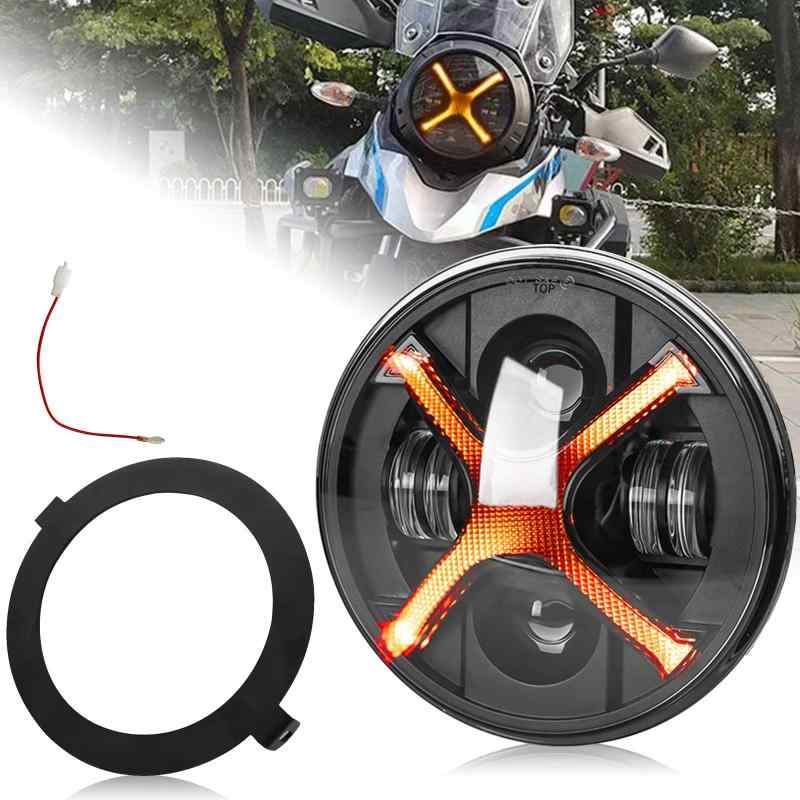 Rakuten - Vストローム250用 7インチLED ヘッドライトH4 Hi/Loハイビームロービーム切り替えホワイト/イエローDRL ヘッドライト適用 スズキ Vstrom 250 DL250 V-Strom 高輝度 防水