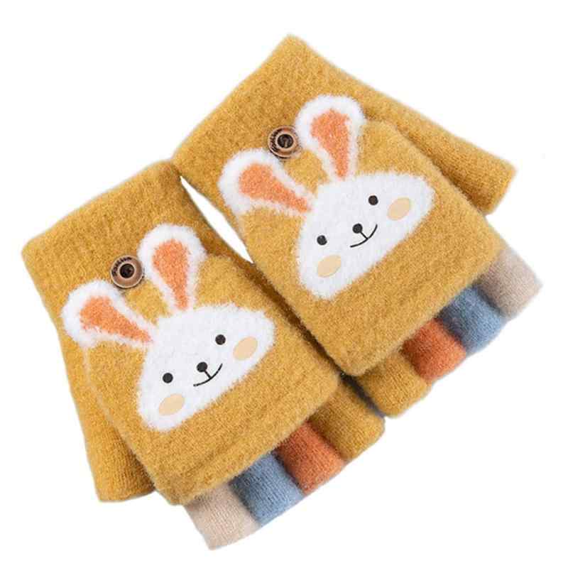Rakuten - [eigenn] 手袋 キッズ ニット グローブ 子供用 男の子 女の子 指切り 半指 ミトンカバー付き 防寒 秋冬 厚手 あったか 雪遊び 動物 通園通学 6-12歳に適用