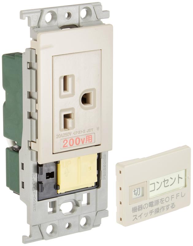 乐天商城 - コスモシリーズワイド21 エアコン用 埋込スイッチ付コンセント(15A・20A兼用接地コンセント、「入」「切」表示スイッチD 20A)(250V) WTF19227W