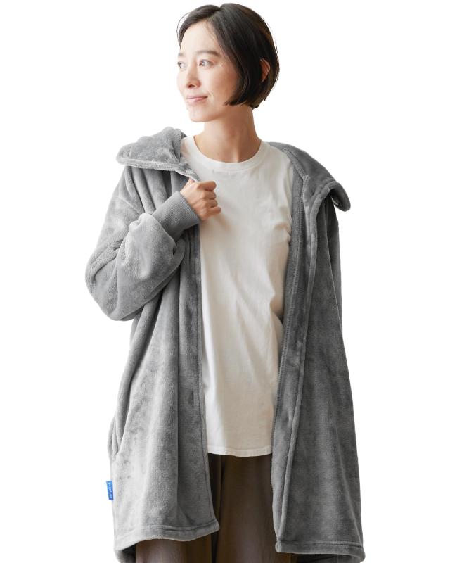 Rakuten - mofua (モフア) 着る毛布 あったか かいまき 3Way (襟付/ハイネック) 男女兼用 高密度 袖口ゴム 静電気対策