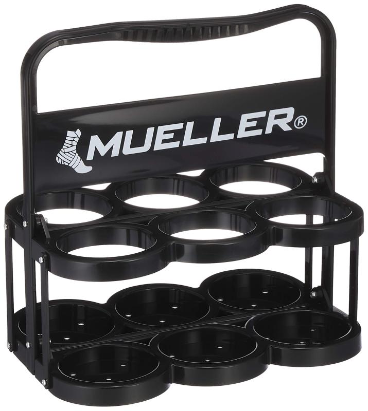 【プロスポーツチーム愛用ブランド】ミューラー(Mueller) ドリンクホルダー 折りたたみ式ウォーターボトルキャリー 6本 ブラック/レッド