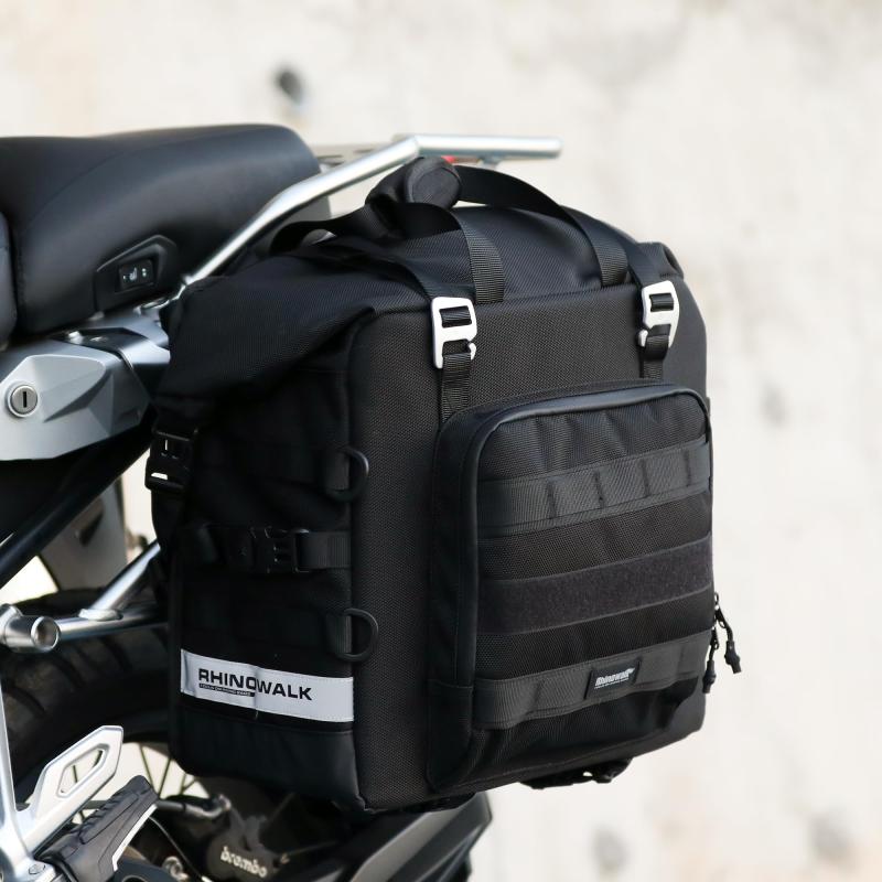 Rhinowalk バイク用 防水サイドバッグ 大容量 ツーリングバッグ キャンプ ロングツーリング オフロード 完全防水防塵防砂サドルバッグ 左右セット 取り付け簡単 汎用 サイドバッグ ブラック