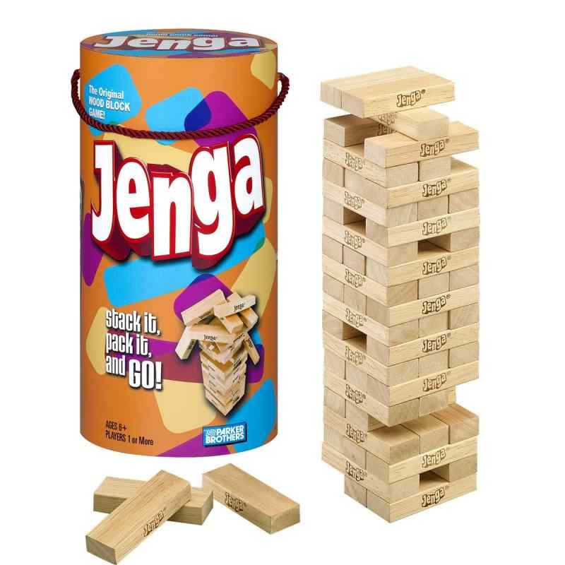 乐天商城 - ハズブロ(HASBRO) ジェンガ ゲーム、ジェンガ シリンダー、スタッキング バランスタワー、木製のブロックゲーム、1人以上のファミリーゲーム、6才以上の子供向けパーティゲーム 53557 正規品