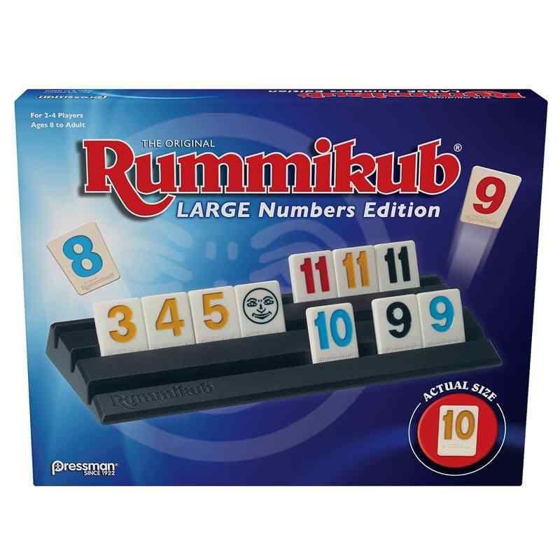 ラミィキューブ (Rummikub: Large Numbers Edition) ボードゲーム対象年齢: 8 歳以上メーカー: Pressman106 playing tiles, 4 racks, 1 storage pouch, illustrated rules