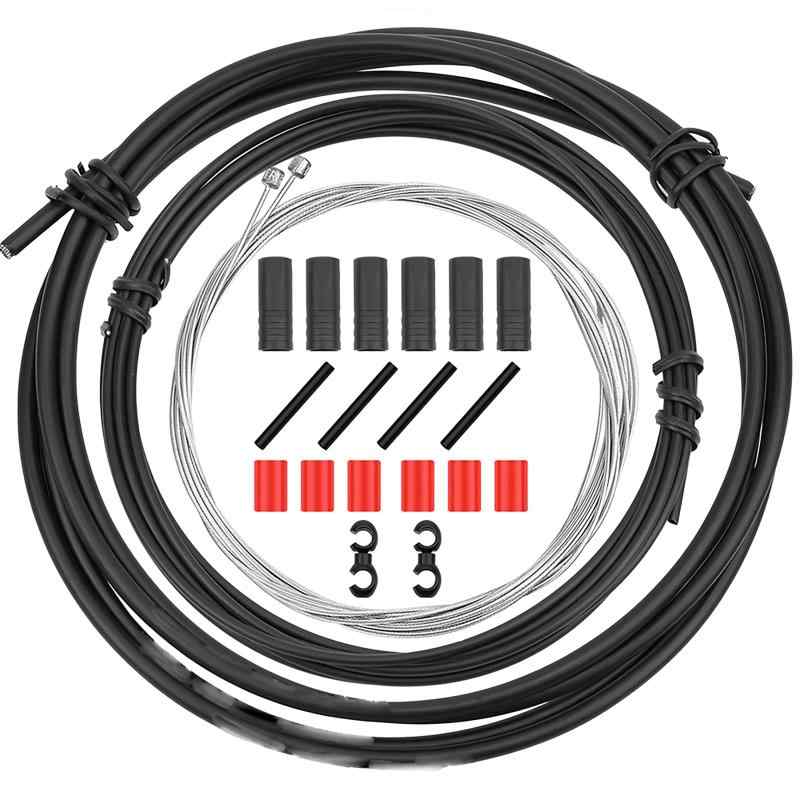 CTRICALVERバイクシフトディレイラーケーブルおよびハウジングキット-サイクリングMTBロードマウンテンバイク修理用のユニバーサル自転車シフターケーブルワイヤー交換部品セット（黒）