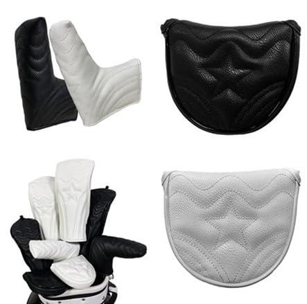 乐天商城 - パターカバー ヘッドカバー オデッセイ 2ボールに対応 マグネットタイプ マレット用 キャメロン オデッセイに適合 ピンタイプ用 スターSTAR 黒 白