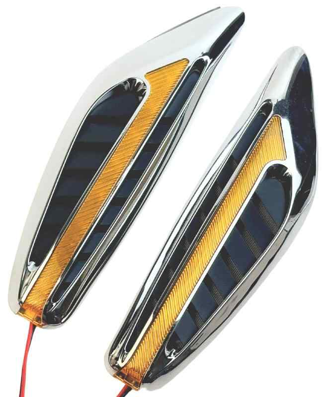 乐天商城 - HTharros LED サイド ウィンカー 汎用 12V オレンジ レンズ アンバー 発光 メッキ ダミー ダクト フェンダー エアロ 2個セット 点滅