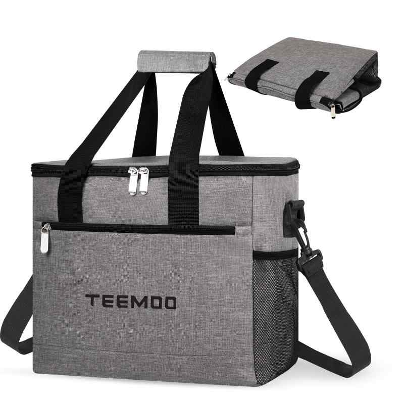 TEEMOO クーラーボックス 18L 33L 保冷バッグ 大容量 折り畳み収納 クーラーバッグ 保冷力 最強 断熱 保冷 保温 防水 軽量 手持ち 肩掛け キャンプ 釣り 花火 BBQ レジャー 運動会 グレー