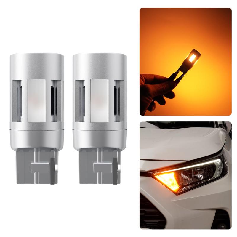GIMUYA T20 ピンチ部違い LED ウインカー バルブ ステルス 抵抗内蔵 ハイフラ防止 シングル 車検対応 小型 ショートバルブ 冷却ファン付き ノイズ対策 CPS1860チップ4連 明るすぎない 1500ml 極性な