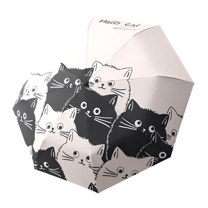 Rakuten - [YasYouRi] 折りたたみ傘 猫 ねこ柄 かわいい レディース ワンタッチ 自動開閉 撥水 晴雨兼用 遮光 遮熱 日焼け防止 日傘 雨傘 UVカット 1ボタン操作