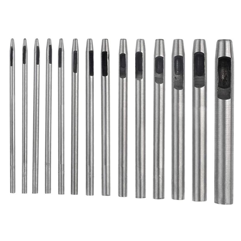 乐天商城 - 穴あけポンチ パンチ 穴あけポンチ ポンチセット 14本 0.5mm、0.6mm、0.8mm、1mm、1.5mm、2mm、2.5mm、3mm、3.5mm、4mm、4.5mm、5mm、6mm、7mm