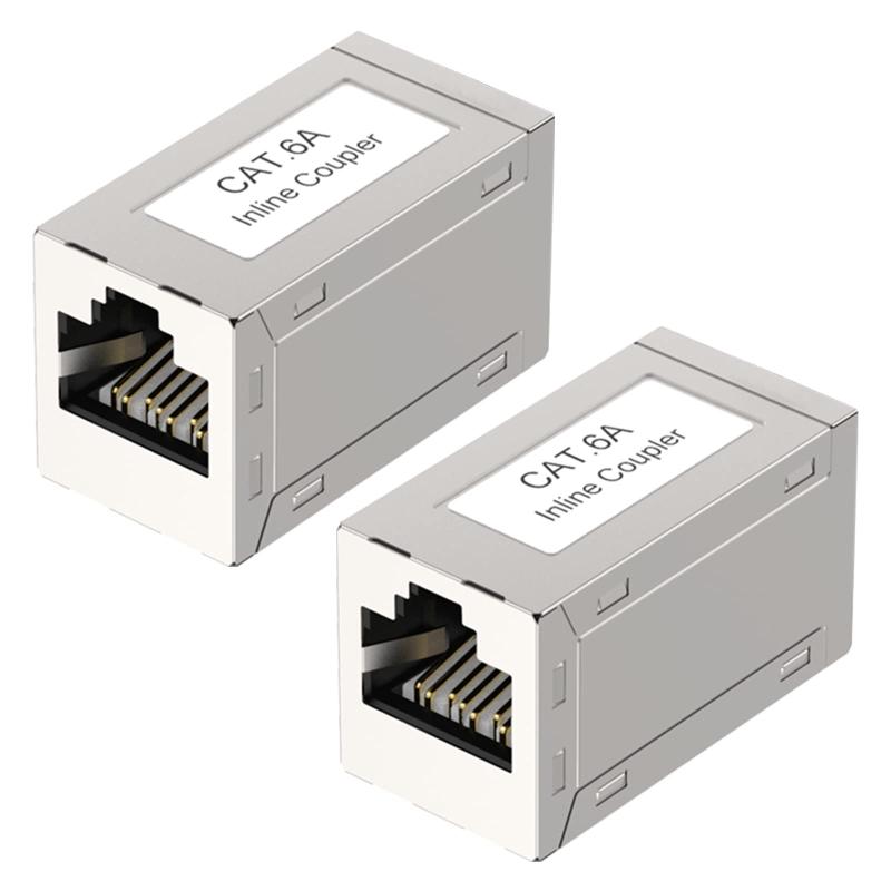 樂天商城 - VCE LANケーブル 延長コネクタ 干渉防止 RJ45中継アダプタ Cat6A Cat6 Cat5E Cat5対応 2個入り 銀色