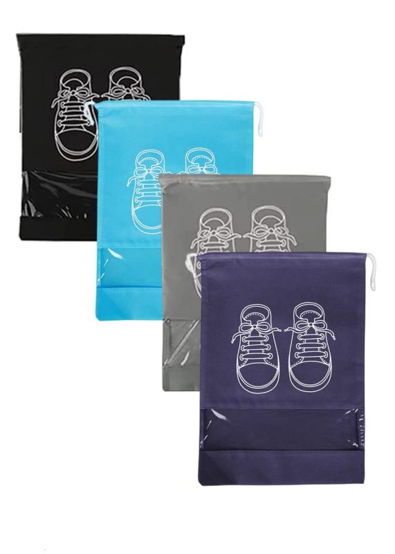 Shoes Bags - YINKE シューズケース シューズバッグ 4枚セット巾着 靴収納 防水 防塵 シューズ袋 不織布 男女兼用 旅行 家用 出張 スポーツ 持ち運び便利