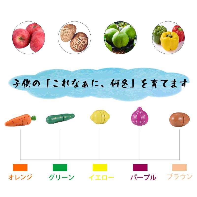 MK楽天市場店のCARLORBO おもちゃ 木製 ままごと 新鮮お野菜＆果物 マグネット式 食材セット 女の子 男の子 木のおもちゃ サクッと切れるおままごと｜アングル3