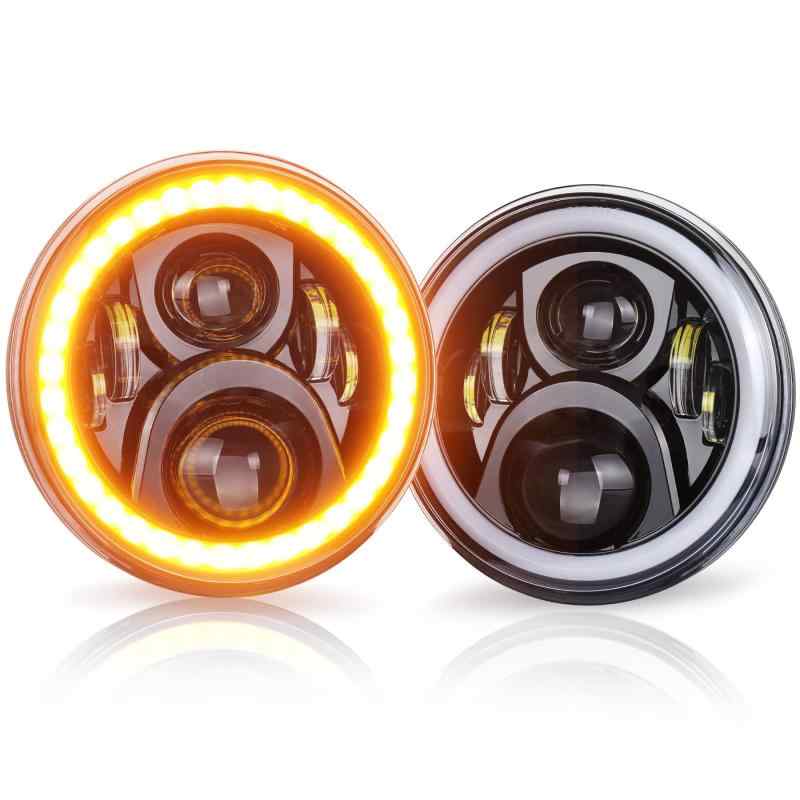 XPLIGHT 7インチ led ヘッドライト ジムニー jkラングラー ヘッドライト DRL【白】とウインカー【琥珀..