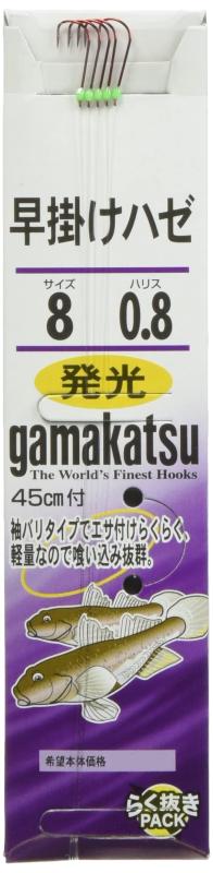 乐天商城 - がまかつ(Gamakatsu) 糸付 早掛ケハゼ発光(赤)45cm 8号-ハリス0.8