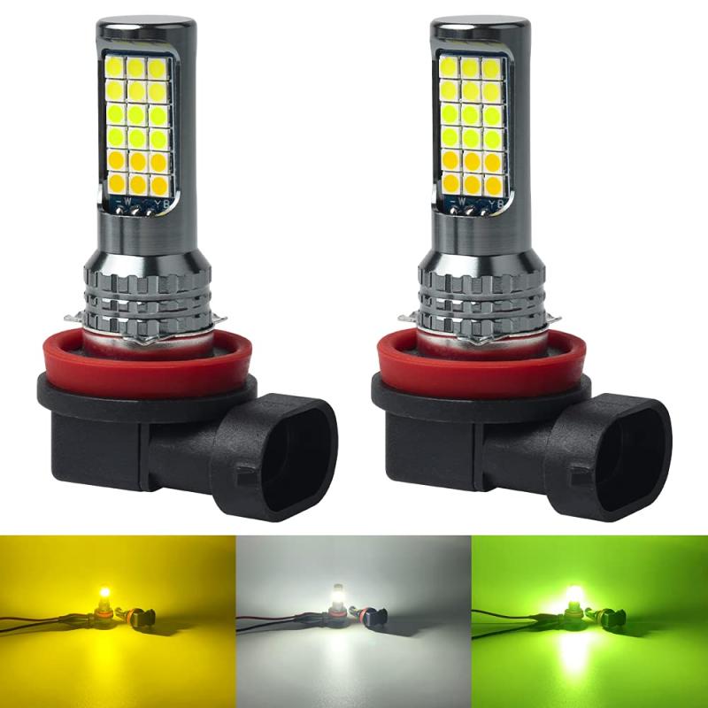 MAZERO 3色切り替え LED フォグランプ H8 H11 H16 フォグ LEDバルブ ファンレス 一体型 12V 車用 LEDライト 2個入