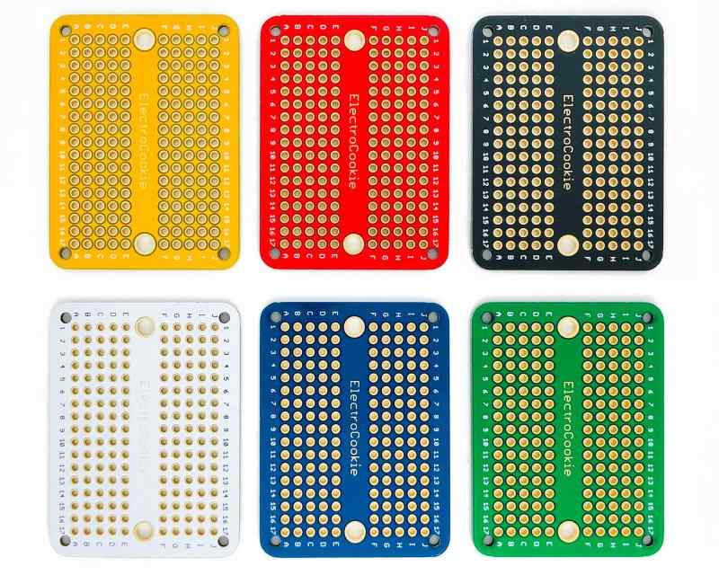 ミニ プリント基盤 PCB プロトタイプボード ソルダブル ブレッドボード ArduinoおよびDIY 電子工作用 金メッキ (6枚セット マルチカラー)