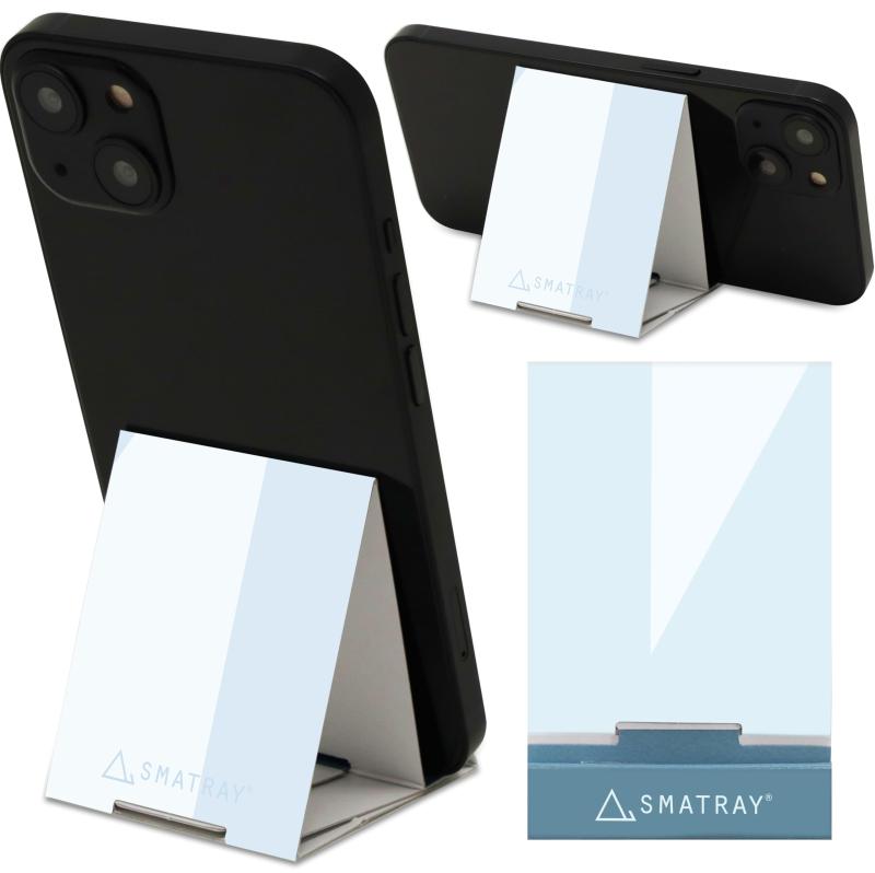 樂天商城 - muro折りたたみスマホスタンドSMATRAY（スマトレイ）ブルー・エコな紙製・お得な9個パック・タテ置き横置き両対応・折りたたむと名刺サイズにデスクまわりに、カフェ、電車・飛行機の