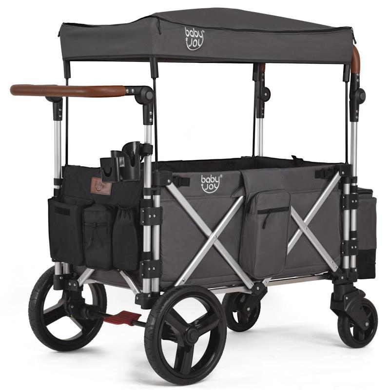 ストローラーワゴン 二人乗りベビーカー 双子用 コンビ キャリー アウトドア 屋根付き 大容量 4WAY 折りたたみ ピクニック 1才～7才頃 運動会 買い物用 お花見 組み立て不要【女性でもらくら