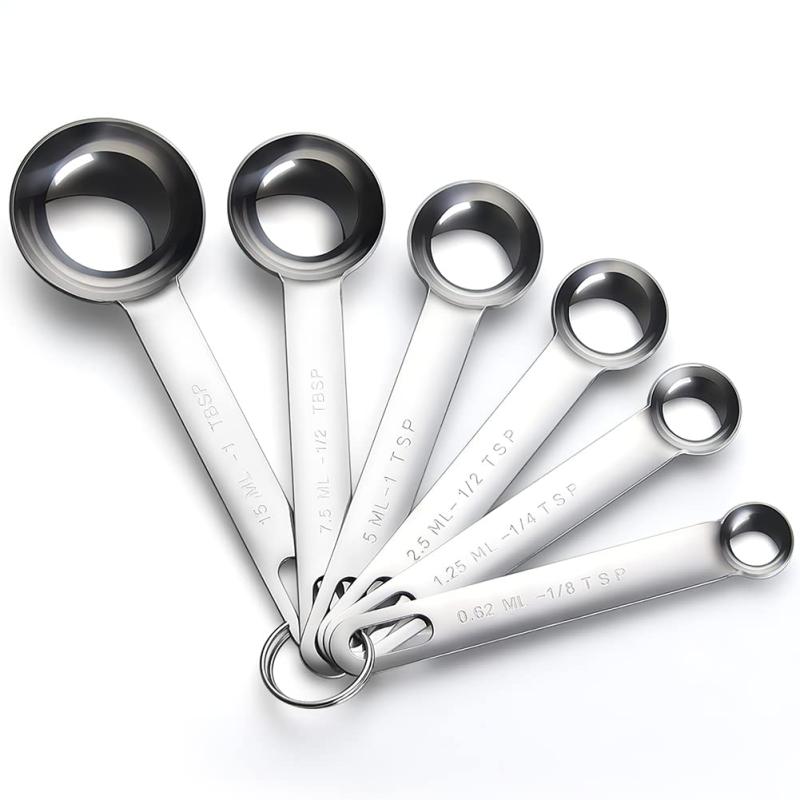 Measuring Spoons - AOOSY 18-8ステンレス 一体型 計量スプーン 6本セット 大さじ 小さじ 耐久性 食洗機対応 ベーキング 調理 キッチンツール