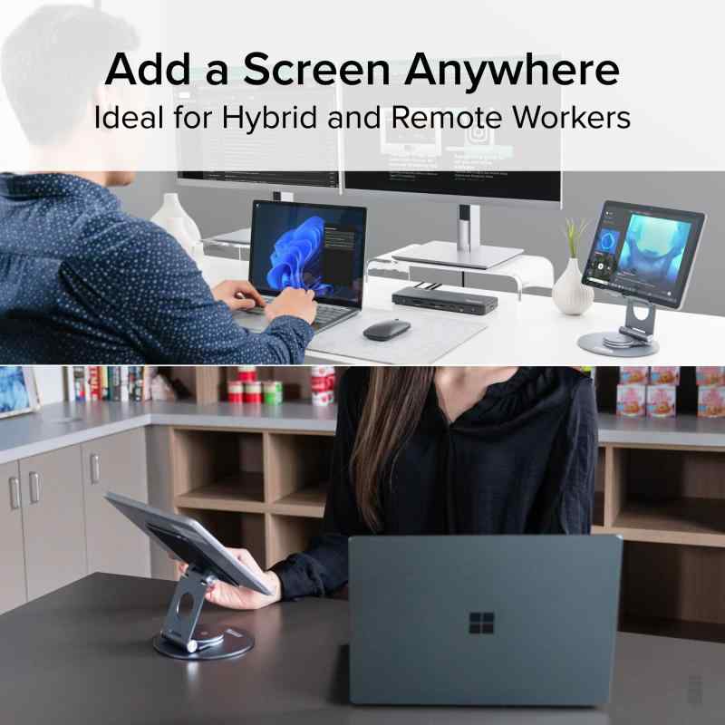 Plugable 回転式 タブレットスタンド ユニバーサル スマートフォンや12.9 インチまでのタブレットに対応 土台が 360 度回転可能