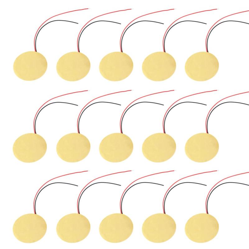 LOYELEY ピエゾディスク ブラス製 ブザー 15個入り 27mm ピエゾ素子 ピエゾディスク素子 ピエゾセンサー タウチセンサー ギターピックアップアクセサリー用【サイズ】直径27mm。高感度と信号出力を誇り、コンパクトで使いやすい設計になっています。【高性能】共鳴周波数は4.6+/-0.5kHzで、共鳴インピーダンスは300Ω以下で低消費電力でありながら高感度を実現しています。【耐久性に優れ】ブラス製で、耐熱性にも優れ、安定性・耐久性・長寿命の素材を使用しています。【使いやすい】10cmのリード線が付いており、はんだ付け済みで簡単に使用できます。フットストッパーのような用途や、自作の楽器の音や振動の検出に最適です。【多様な用途】初心者からプロまで、幅広い用途で利用可能です。タッチセンサーや電子ドラムトリガー、ブザー等、様々な電子製品に使用できます。