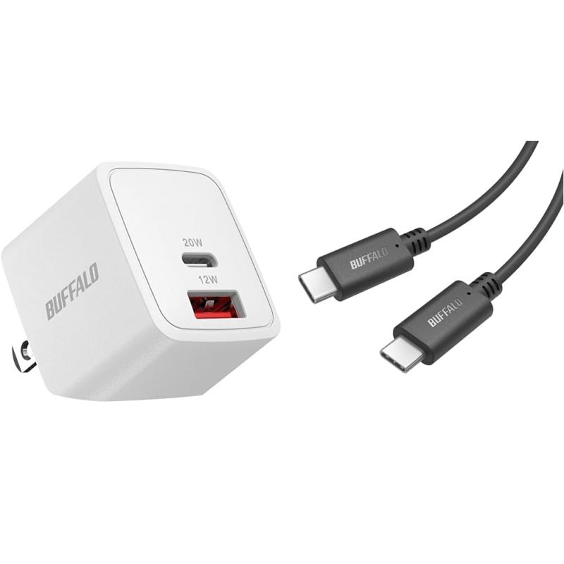 バッファロー 充電器 20W 2ポート Type-C Type-A BSACPD2015C2WH