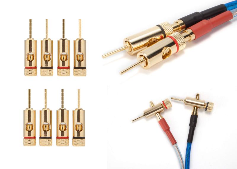 【バナナプラグ革命】 バナナプラグをプッシュ式スピーカーターミナル用プラグ ピンプラグ/針プラグに変換 内径金メッキ仕様