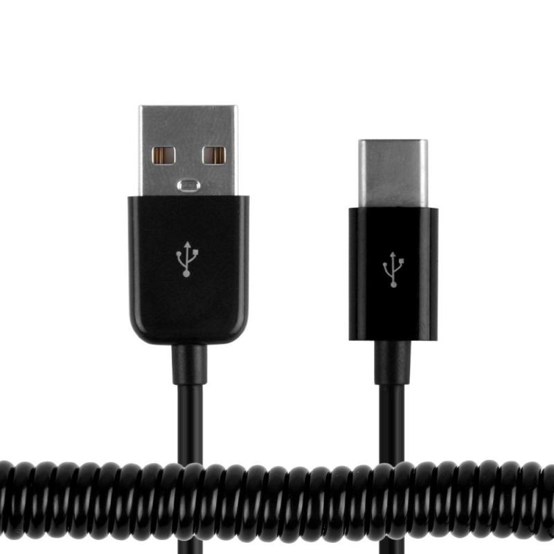 JsERブラック10 ftばねスパイラルUSB - C USB 3.1 Type C to USBデータケーブルfor電話