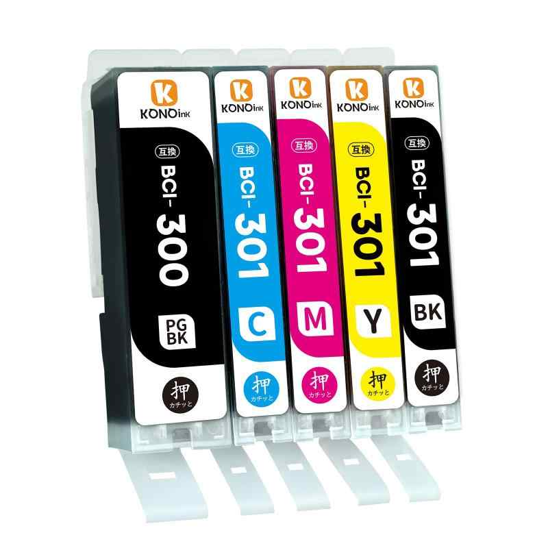 【KONOink】 キャノン用 Canon 300 301 互換インク BCI-301 BCI-300 5MP 5色6本セット 互換 インクカートリッジ 対応機種：PIXUS TS7530 プリンター 説明書付き