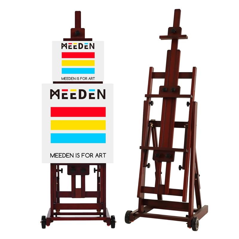 MEEDEN 木製イーゼル 大型Hフレーム 2つの車輪付き