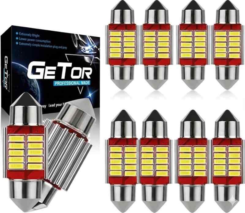 乐天商城 - T10×31mm LED ルームランプ ホワイト キャンセラー内蔵 10SMD トランク バルブ マップ 室内灯 車内灯 ラゲッジ ナンバー灯 汎用 12V 6500K 車用 無極性 エラーフリー 両口金タイプ 50000時間長寿命 10