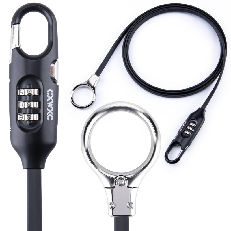 CXWXC 自転車 ワイヤーロック 軽量 コンパクト 3桁 ダイヤル 長さ1.8m 地球ロック 盗難防止 (PL-3001)