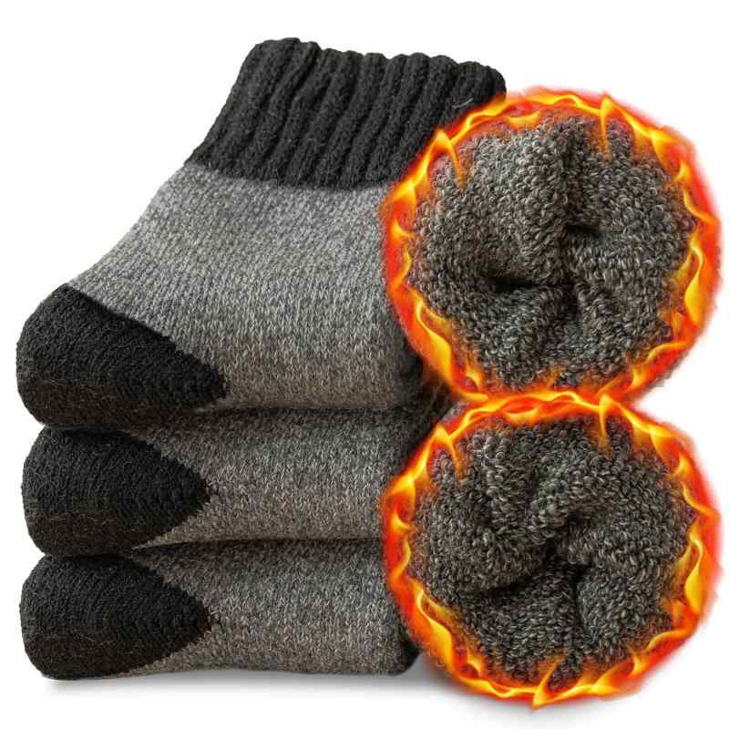 [Caudblor] ウール 靴下 メンズ 防寒 厚手ソックス ウールソックス 冬用 靴下 厚手 極暖 暖かい 防寒ソックス 厚 室内 吸汗 防臭 通気性 3足セット 25-28cm