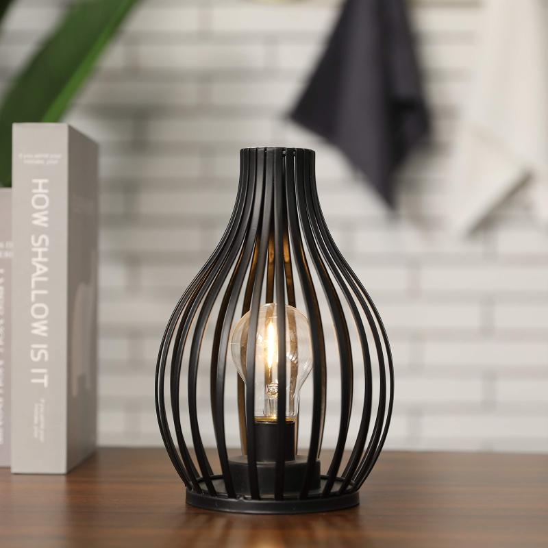 Rakuten - JHY DESIGN 電池式テーブルランプ コードレス ガラス LEDランタン おしゃれな間接照明 クリスマス 誕生日 移転 プレゼント エジソン電球 リビングルーム 寝室 オフィス キッチン 結婚式 インテ