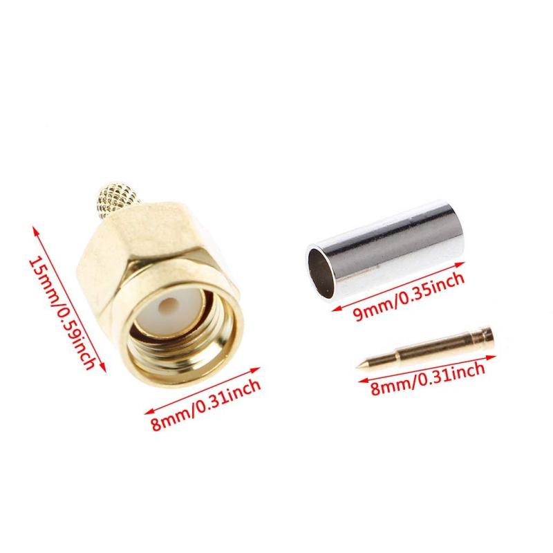 Coolotic 8セット SMAオスコネクタ 50Ohm 圧着タイプ LMR100?RG316?RG174?RG188など対応 ケーブル用