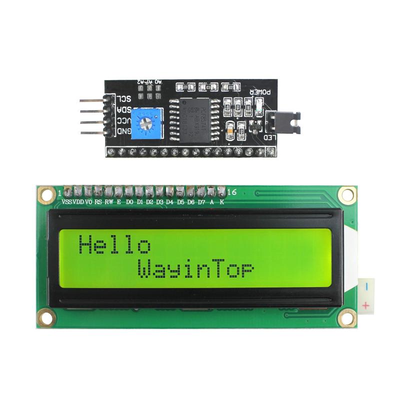 WayinTop 1602 LCD ディスプレイモジュール 16×2キャラクタ バックライト付き + IIC/I2C/TWI/SPI シリアルインターフェイス シリアルI/F モジュールポート