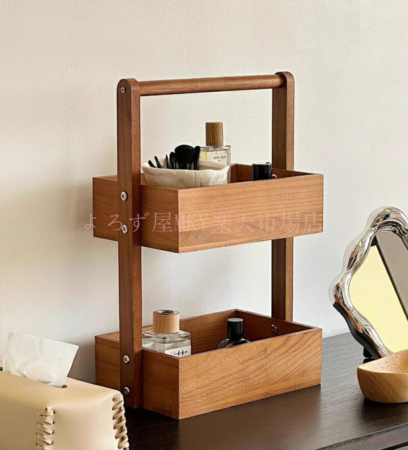 Makeup Boxes - 化粧品収納ボックス　木製 メイクボックス 　持ち運び 化粧品入れ 卓上収納ケース コスメ収納 メイク収納 大容量 メイクケース 防塵 浴室 洗面所 収納 オシャレ 可愛い