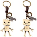 2個セット キーホルダー レトロ風ロボット キーリング かわいい