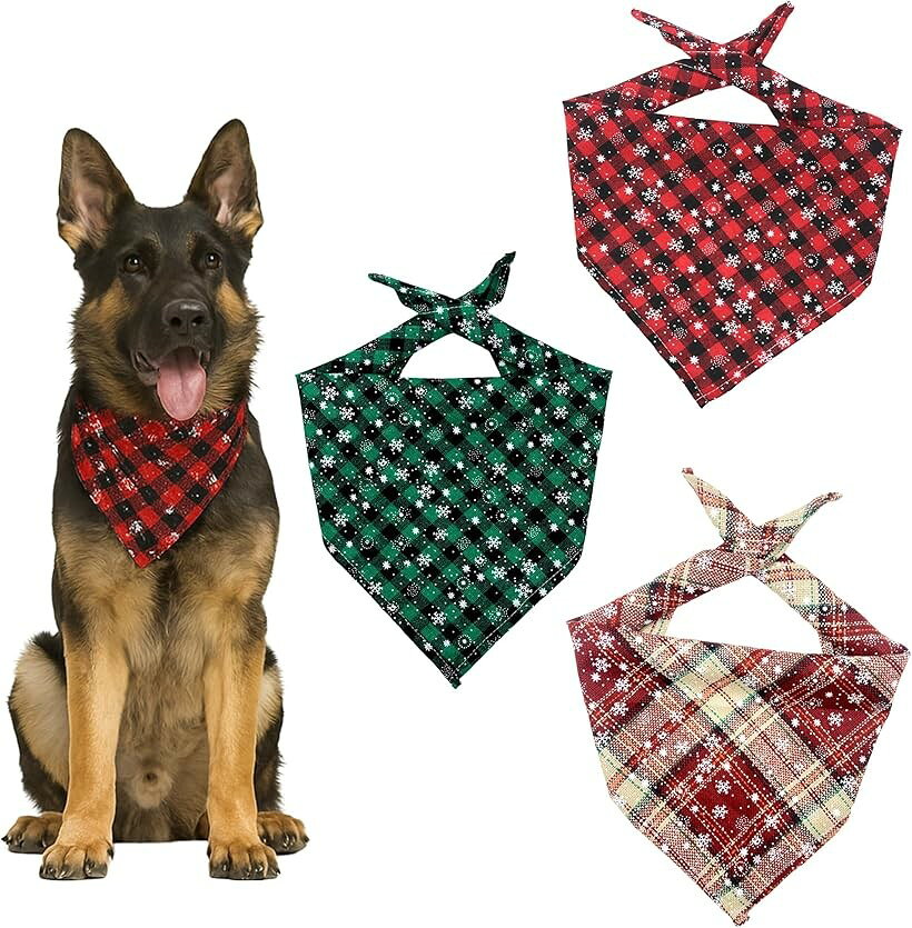 ペットバンダナ クリスマス 飾り 犬用 調整可能 三角スカーフ 可愛い プレゼント (...