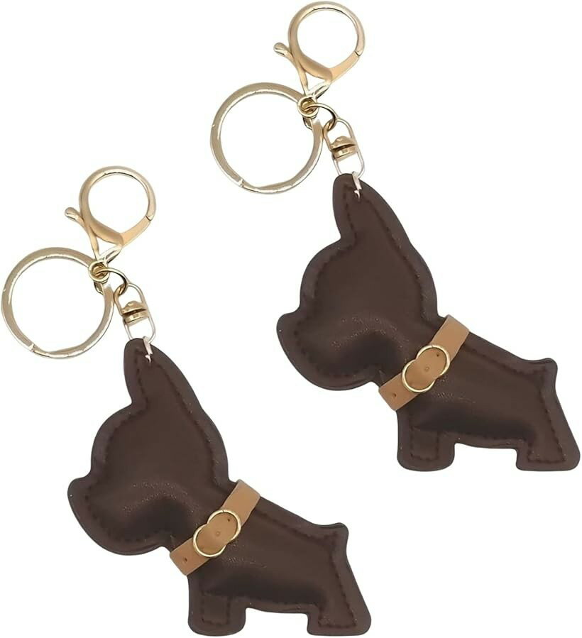 Other - APOSITIV犬 キーホルダー かわいい キーリング 立体 やわらか キーチャーム バッグアクセサリー 2個セット (ブラウン2個セット, Free Size)