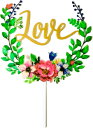 ケーキトッパー LOVE ピック リーフ 結婚式 ウエディング ブライダル デコレーション カラフル
