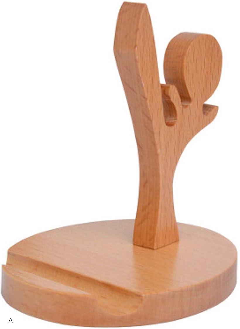 スマホスタンド ホルダー かわいい 人型 木製 携帯 電話 卓上 インテリア 充電 C B A
