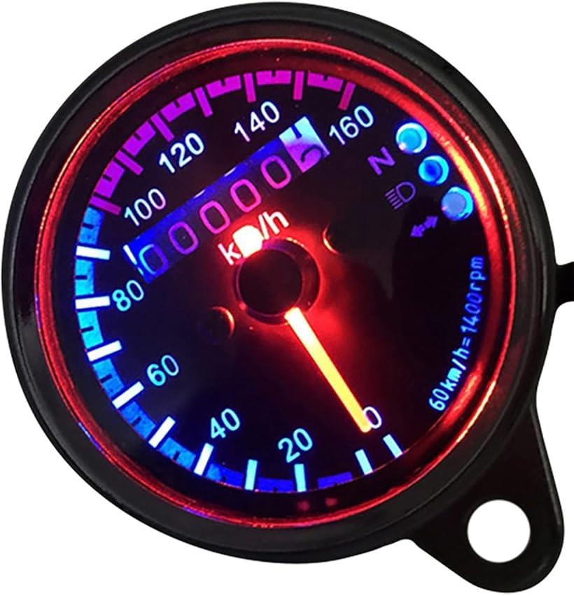 【楽天ランキング1位入賞】バイク 機械式 スピードメーター 160km LED インジケーター 60mm 汎用 バルカン イントルーダー シャドー GN125 他 黒基盤