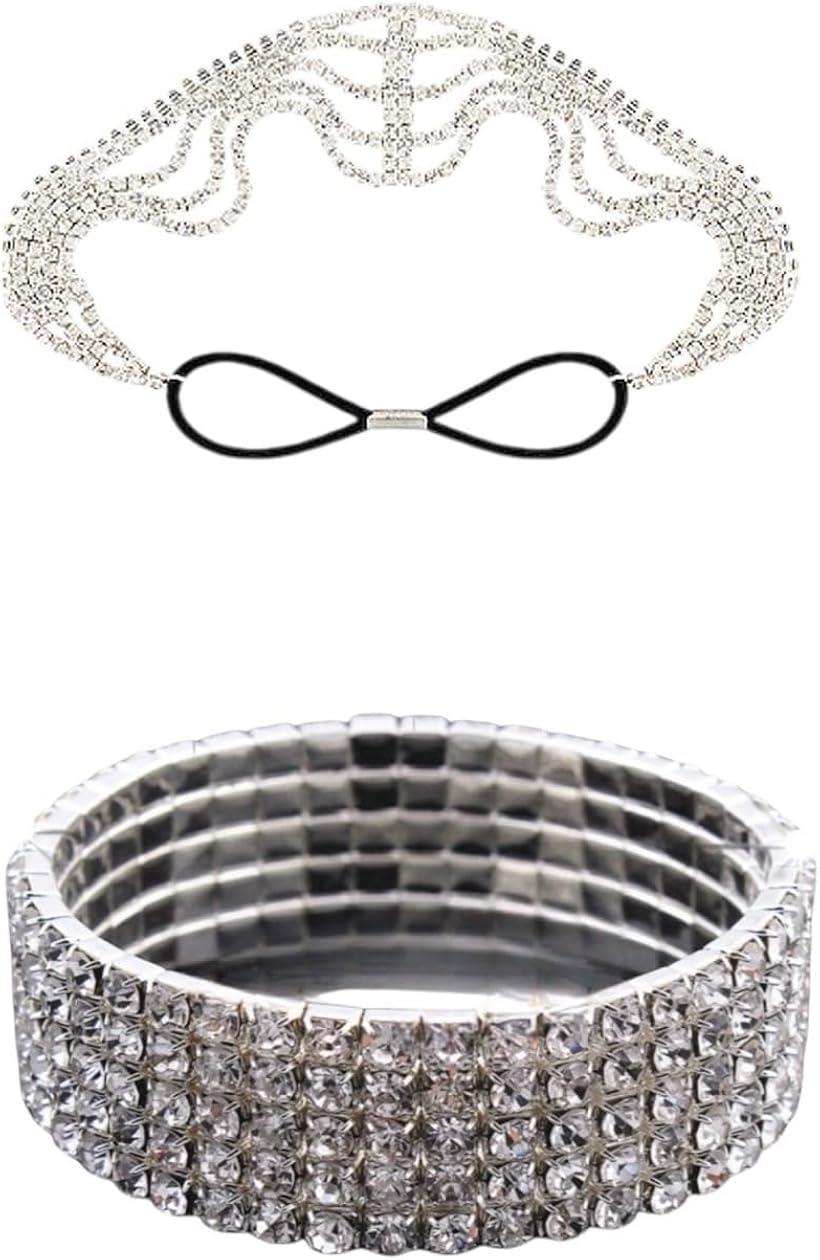 ラインストーン ヘアアクセサリー セット キラキラ ヘアバンド イヤリング パーティー・結婚式・ダンス..