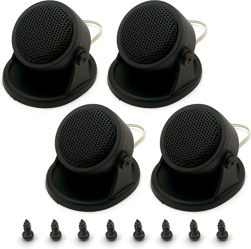 Speaker - カースピーカー オーディオ フロント リア ツイーター コンパクト カスタム 汎用 音割れしにくい 有線 12V 20W SN-401-CS (ブラック 4個, small)