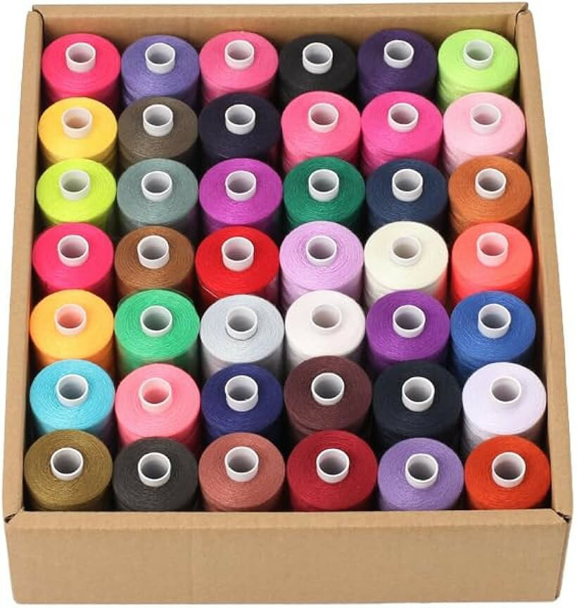 ミシン糸 60番 ミシン糸セット 刺繍糸セット 42色 ポリエステル 手縫い対応 裁縫用糸 1000 ...