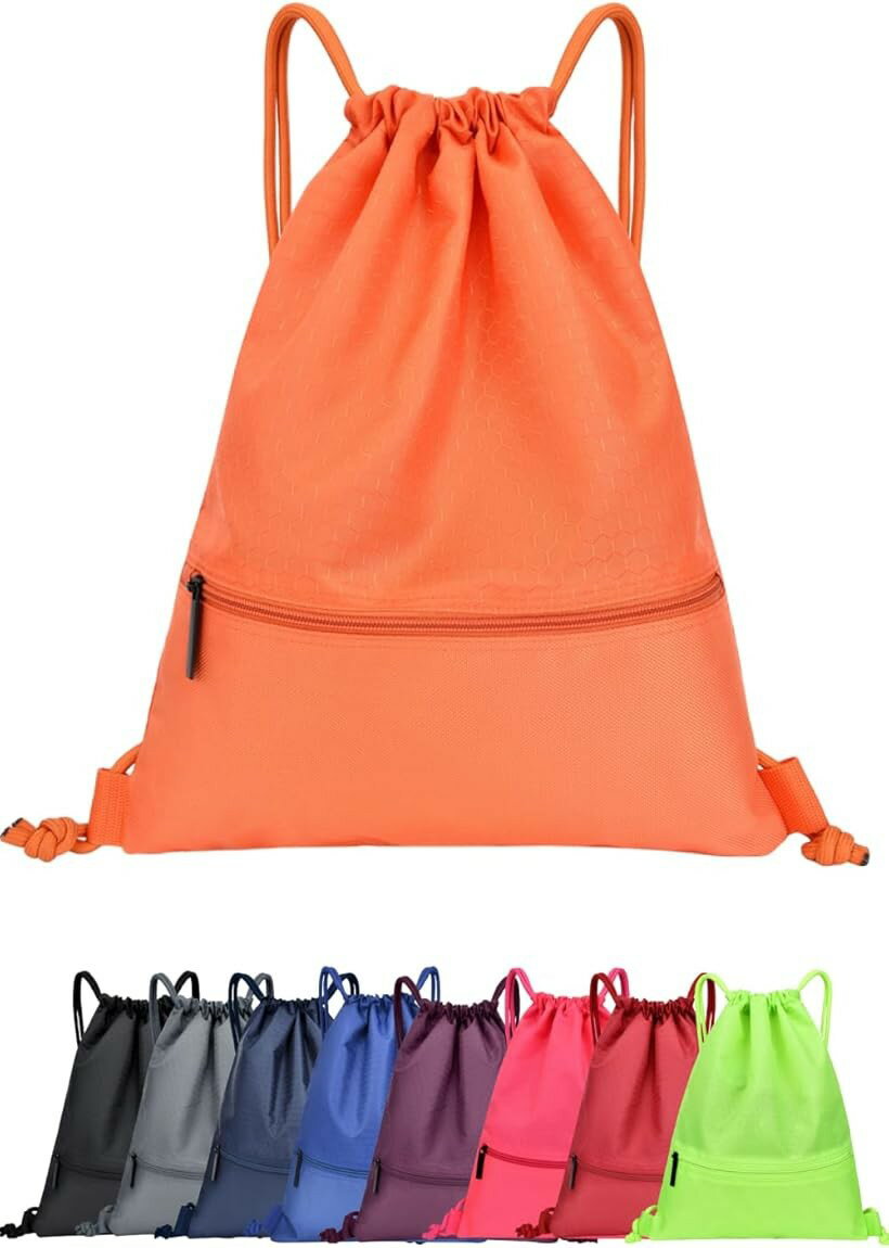 Beach Bags, Pool Bags - 大容量/防水/日本メーカーナップサック プールバッグ ジムバッグ 防水バッグ リュックサック 軽量 フィットネス スポーツ 撥水 シューズ収納 男の子 女の子 メンズ レディース オレンジ (オレンジ)